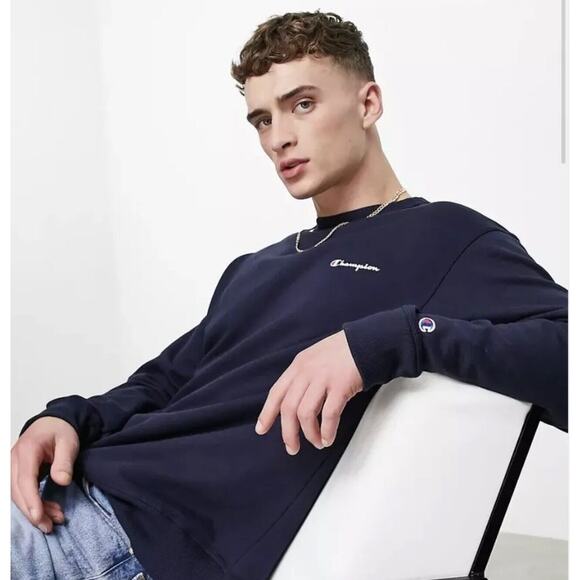 Champion Small Script Logo Sweatshirt Mens Medium - Picture 4 of 11